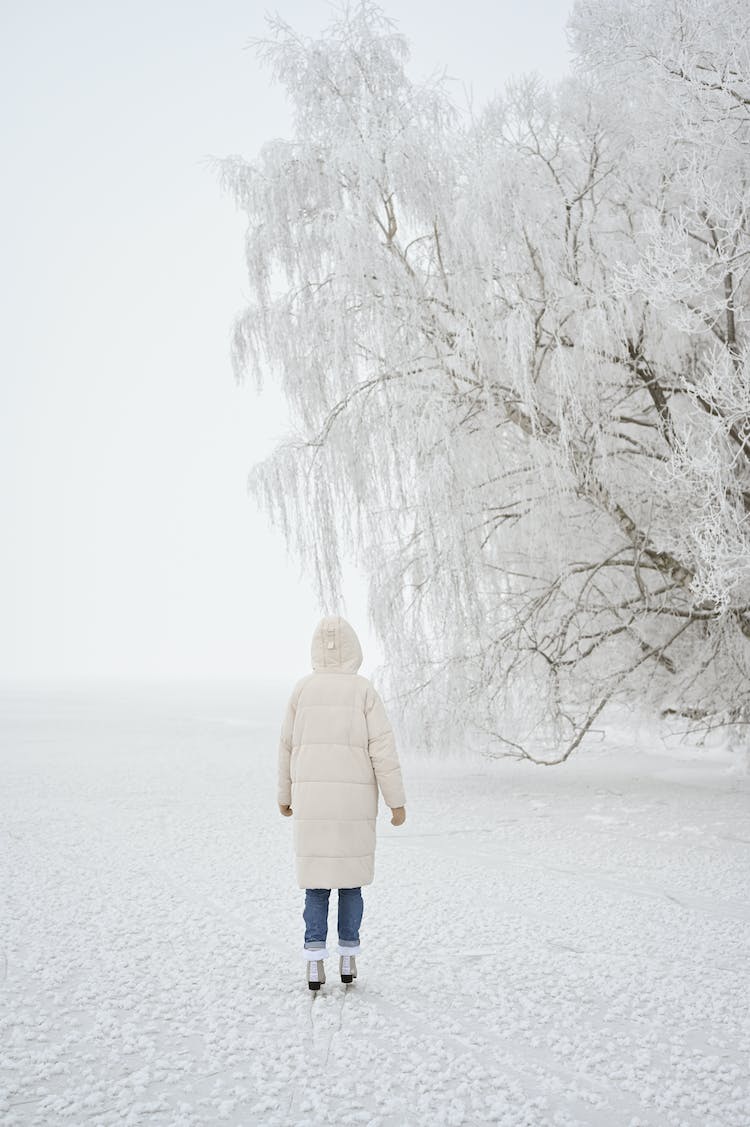 mujer invierno congelado hielo