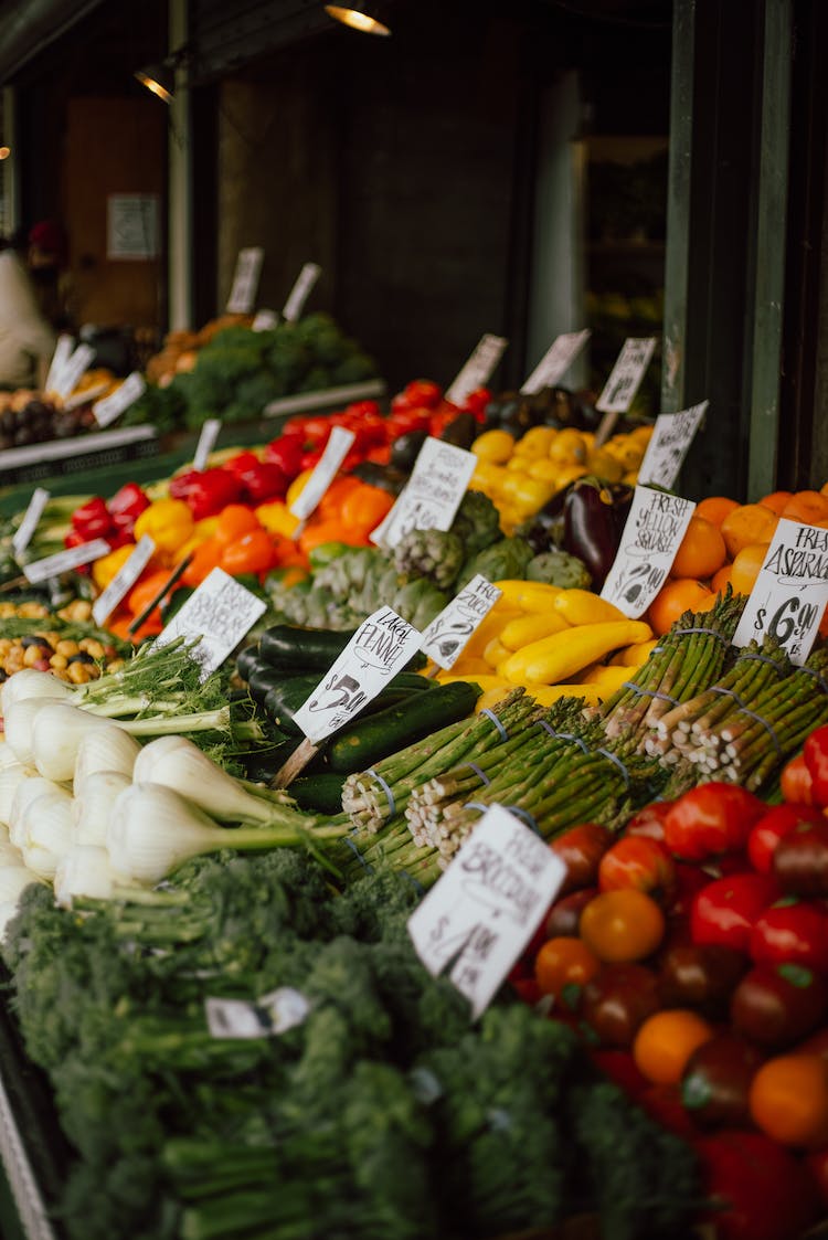 mercado variedad verduras frescas variado