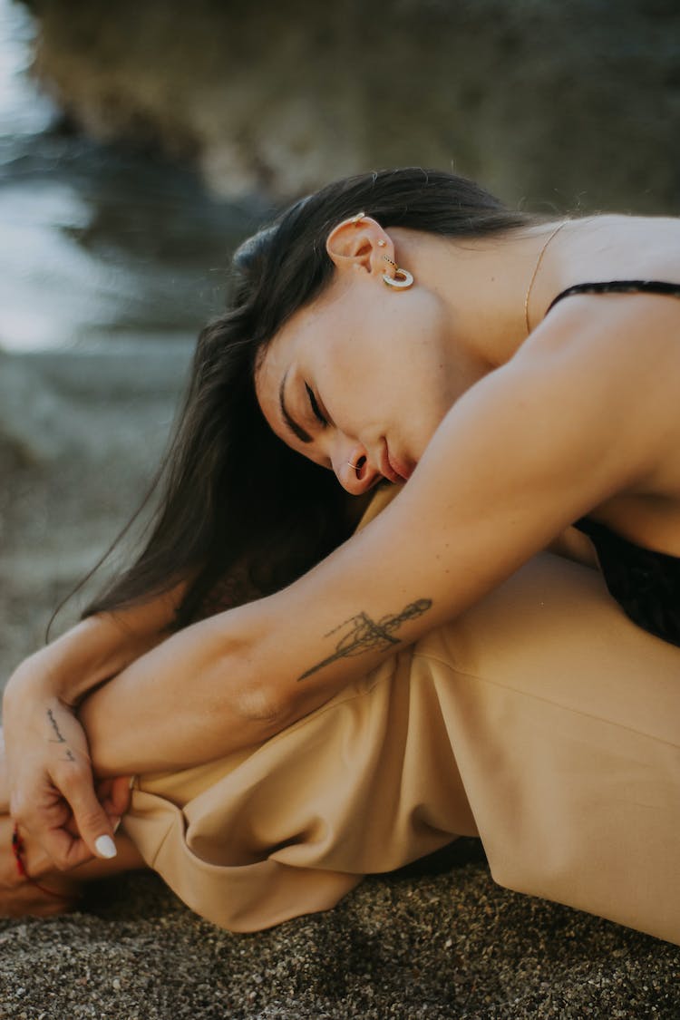 playa mujer modelo cabeza