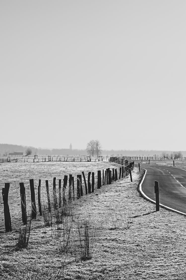 blanco y negro espacio para texto monocromo borde del camino