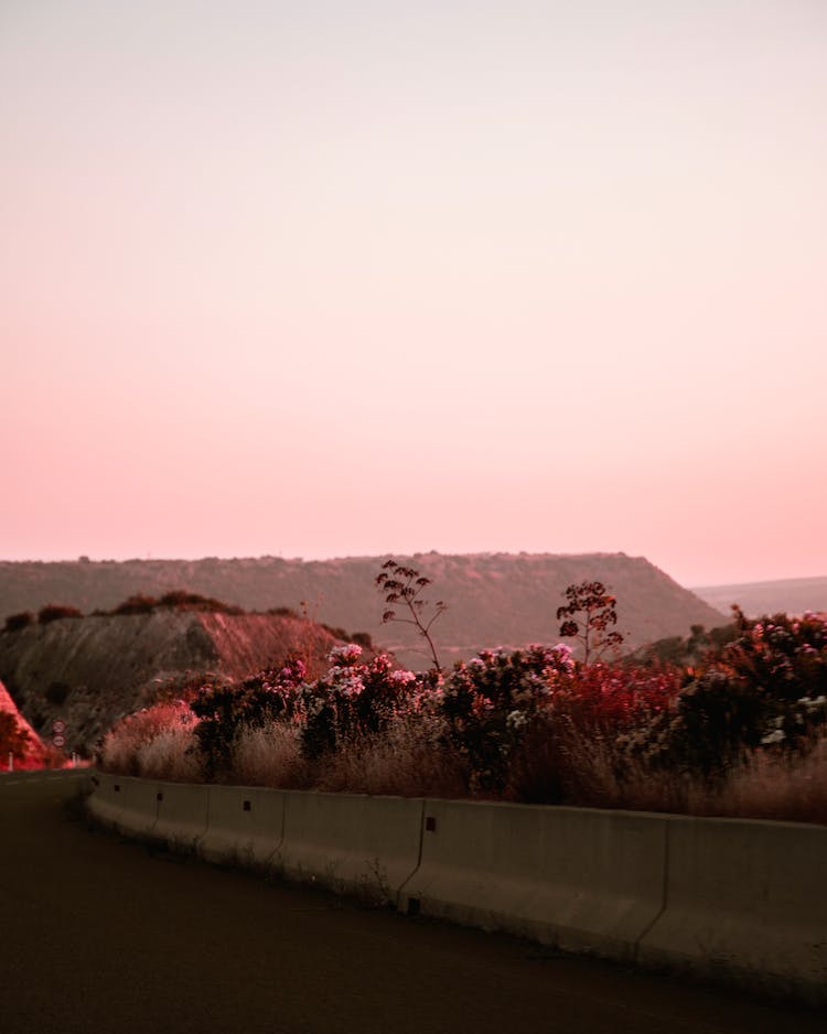 carretera montanas naturaleza puesta de sol