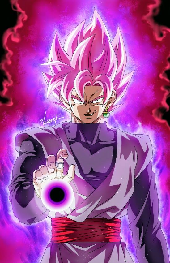 Gokú Black en super saiyajin poder rosa