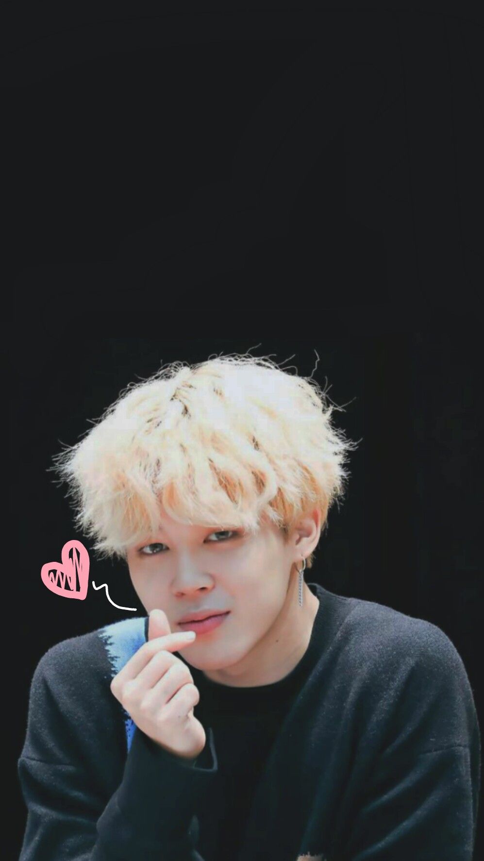 Jimin en fondo negro y corazón