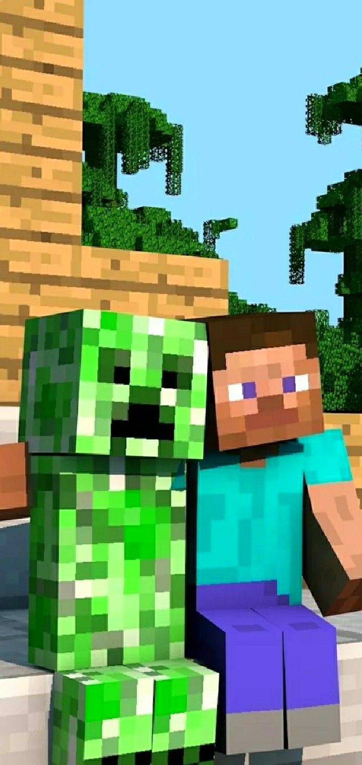 Steve y un creeper fondo de pantalla Minecraft