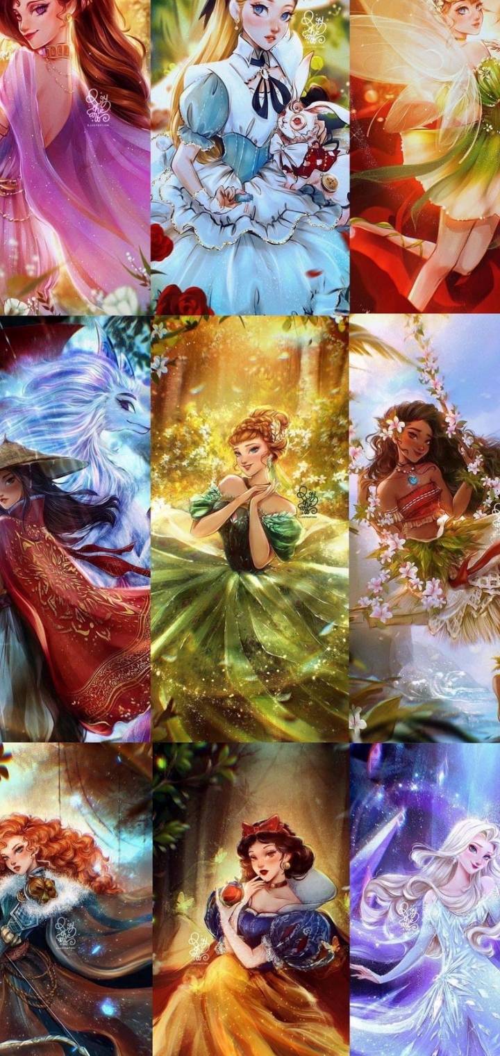 Arte digital de collage de princesas Disney