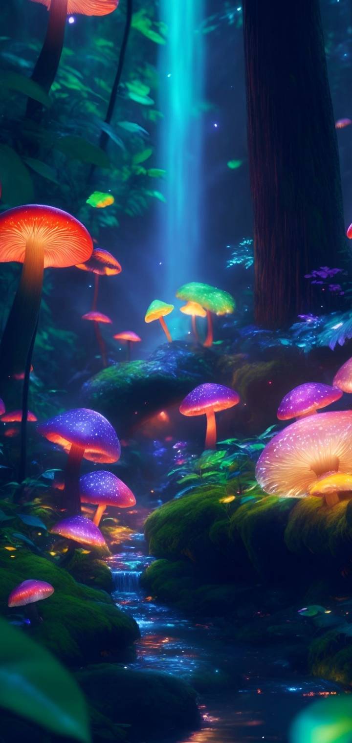 Bosque de hongos luminosos